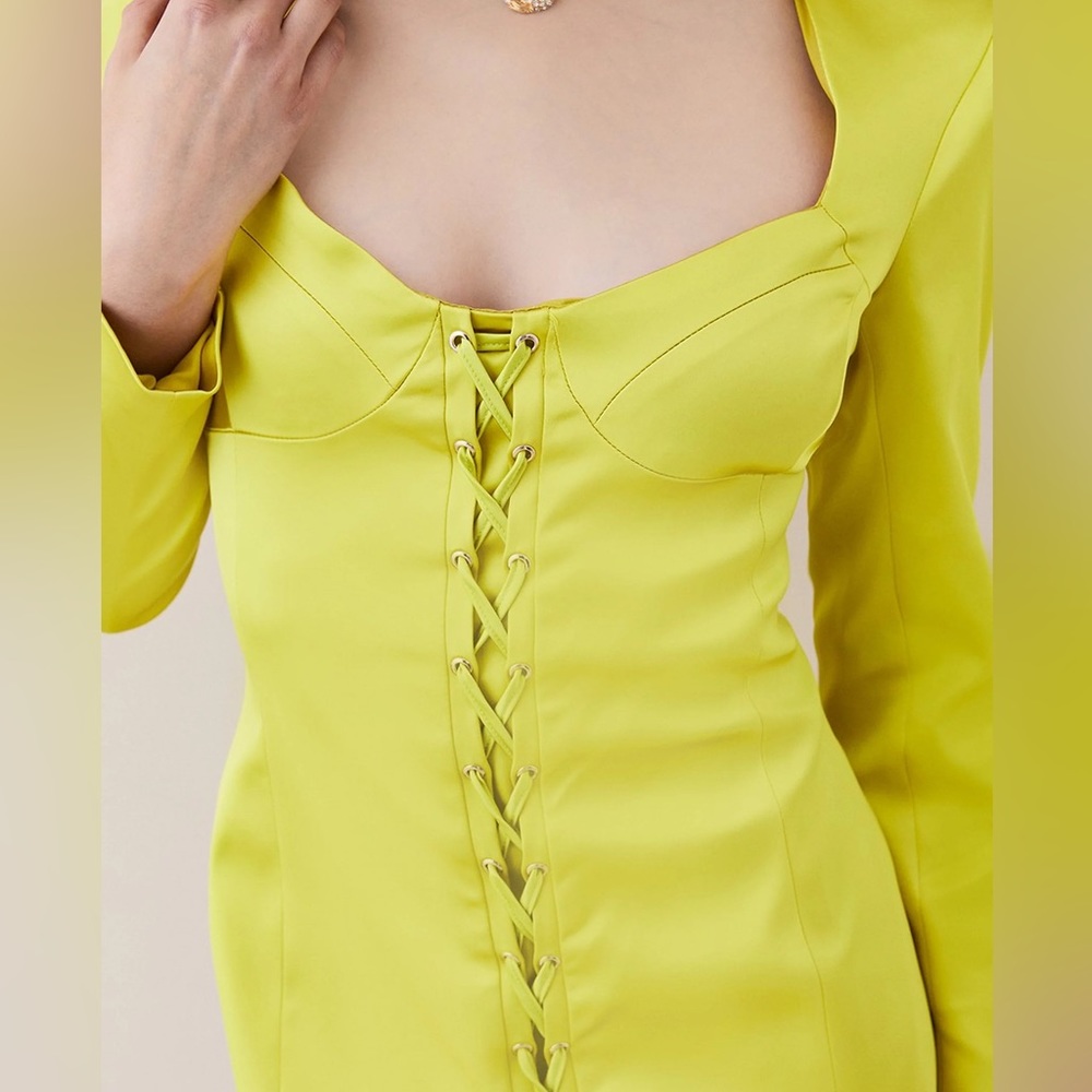 NEW WITH TAGS corset style neon lime mini dress